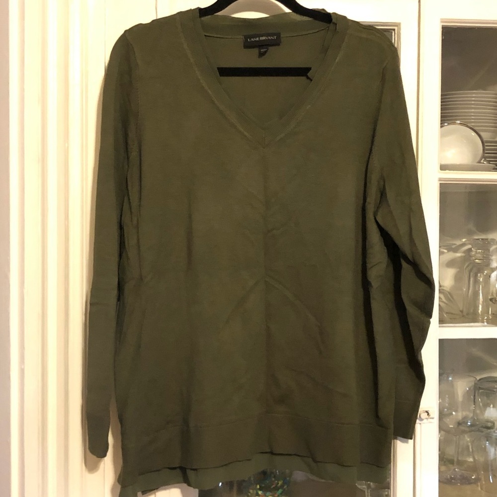 Olive green long sleeve lightweight sweater